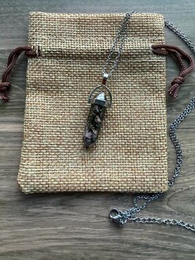 Rhodonite Point Necklace Rhodonite Necklace Crystal Point Necklace